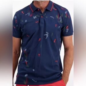 Men's NWT Navy Polo embroidered A FISH NAMED FRED OLIVE LEAF SERIES